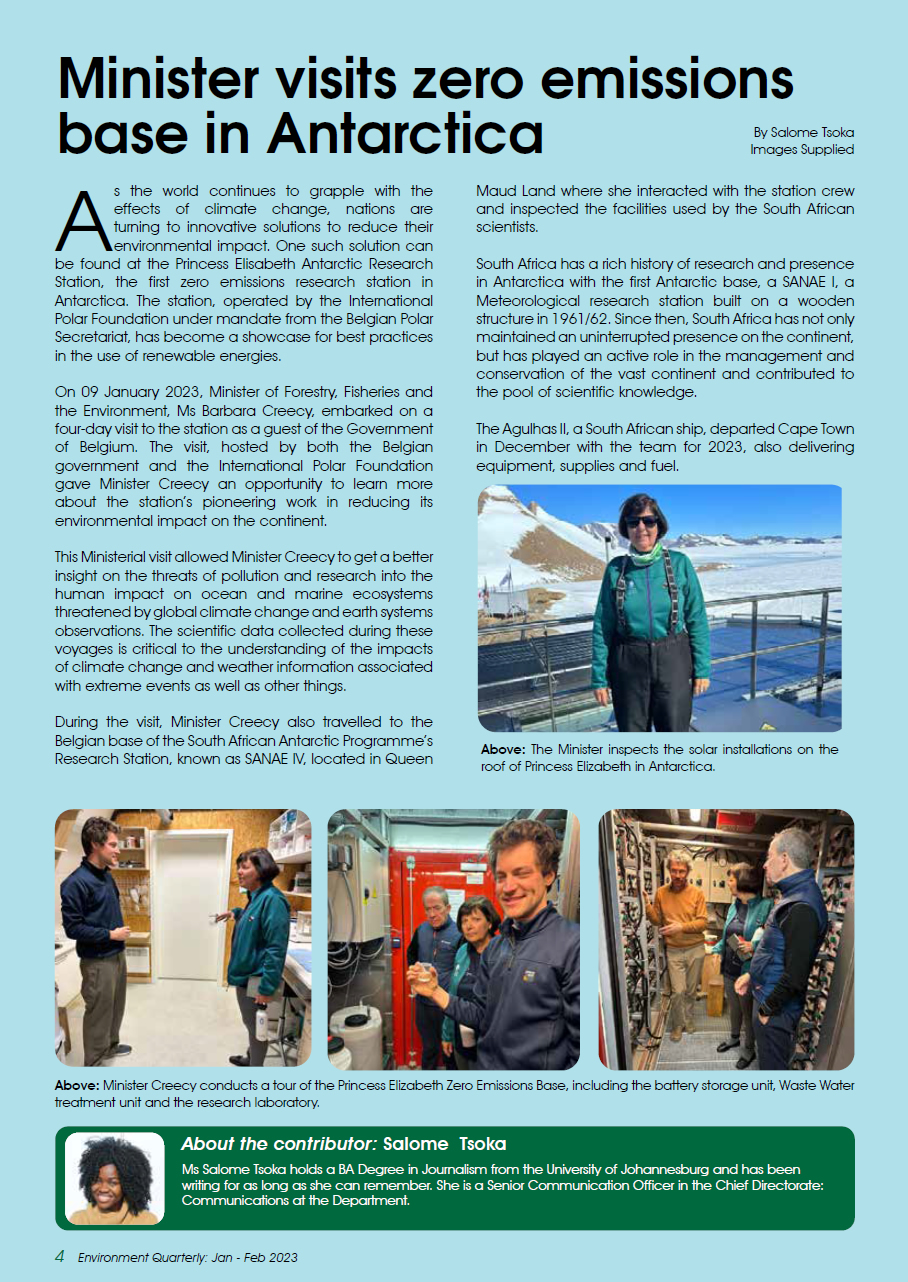 Minister Creecy embarked on a four-day tour the zero emissions base in Antarctica – download PDF